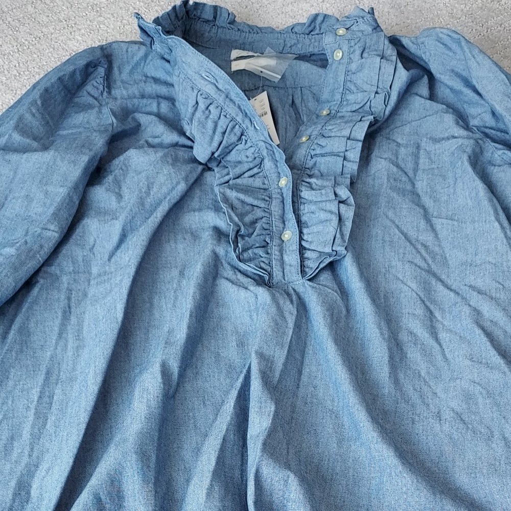 Long sleeved blue dress